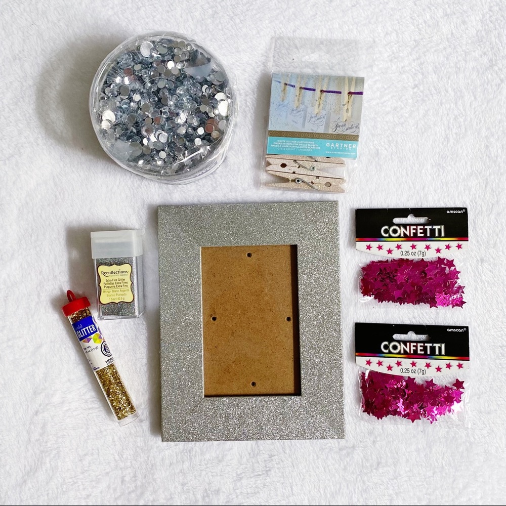 Glitter Rhinestones Stars Art and Craft Picture Frame Set